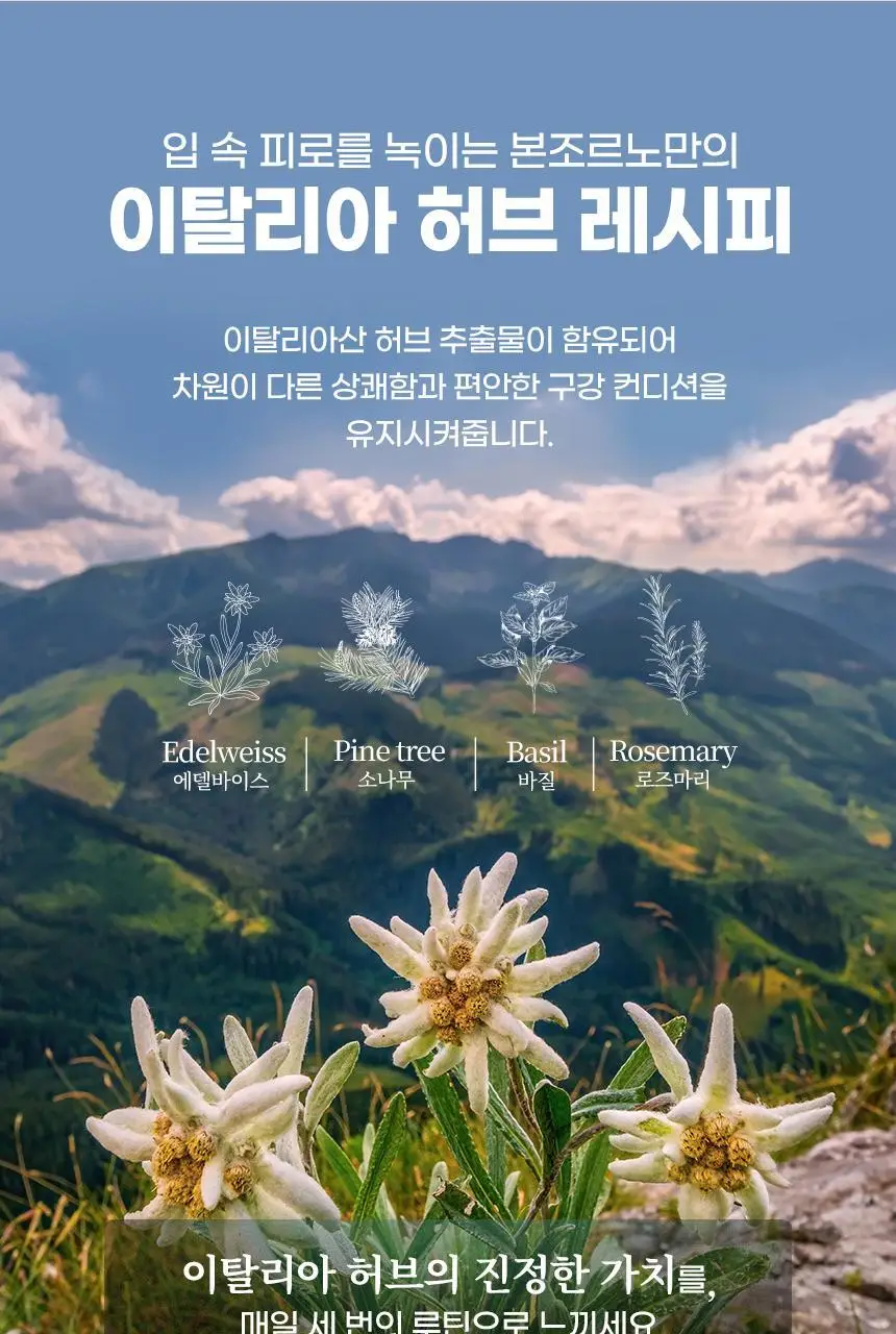 [대용량] 덴티본조르노 고불소/미백 치약 100g 3+1개 (+혀클리너 증정) 상세페이지 4